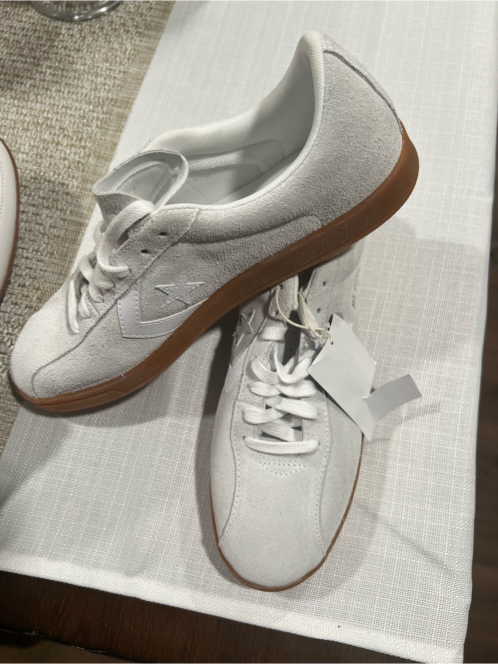 Converse Suede Low Top Sneakers - White with Gum Sole